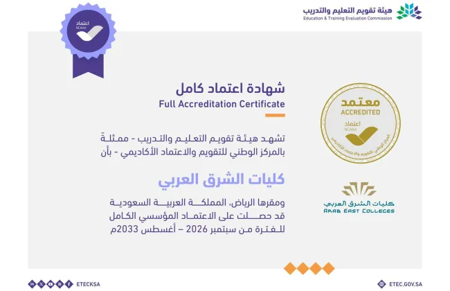 في إنجاز جديد وثقة متجددة.. كليات الشرق العربي تواصل مسيرة التميز بحصولها مجددًا على الاعتماد المؤسسي الكامل